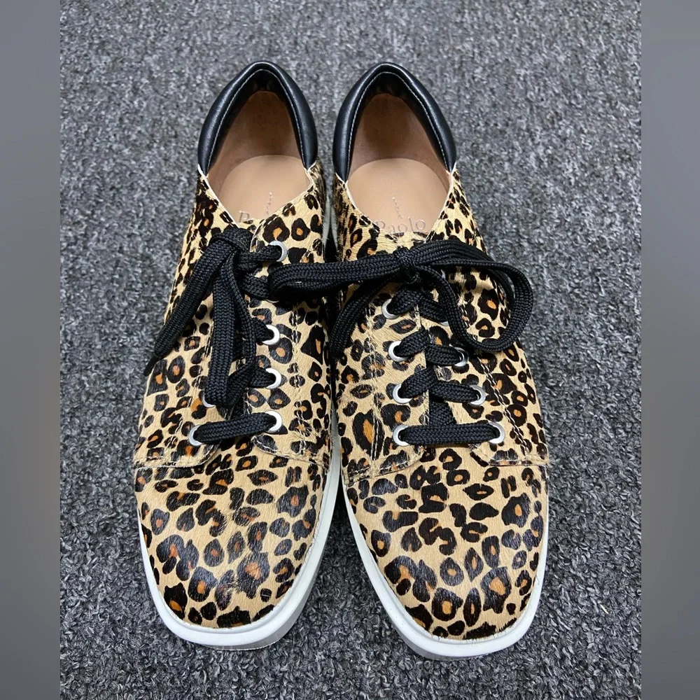 Paolo Leopard-Print Platform Sneakers in Black and Tan - Picture 2 of 7